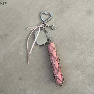 [Ktp] kim loại Net Son môi Keyring chủ với gương, xách tay Lip Balm trường hợp túi quyến rũ