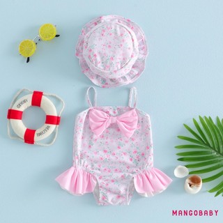MG-Toddler Đồ bơi bé gái Bikini hoa không tay có mũ Đồ bơi để tắm mùa hè