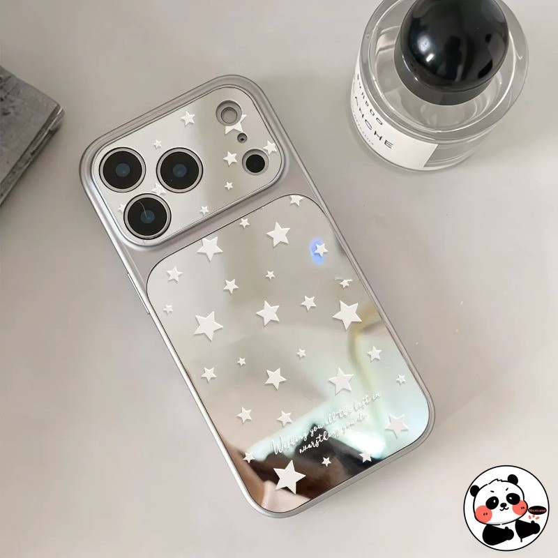 Ins Style Star Mirror Ốp Điện Thoại Realme 15 15T 14 14T 13 12 Pro Plus Lite GT Neo6 SE GT8 GT7 7T GT6 6T V23 V23i 5G 4G Vỏ Mềm Màu Bạc Dễ Thương