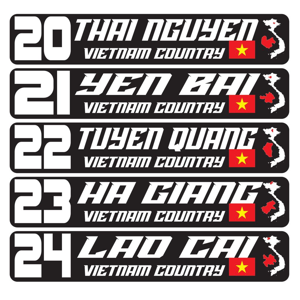 Tem Tỉnh Thành Việt Nam, Tem Dán Xe Performance 63 Tỉnh Thành, Chất Liệu UV DTF Cao Cấp, Chống Nước