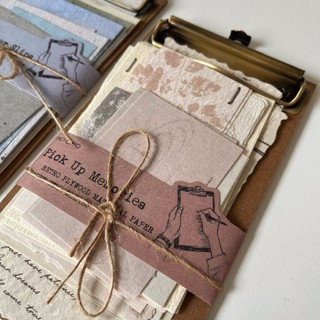 Set giấy note retro junk journal Paper Time Mocard kèm clipboard