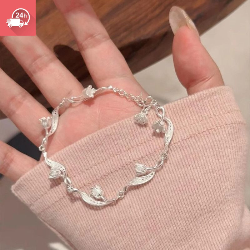 Tính khí thời trang Ringflower - Vòng tay nữ màu vàng trắng trong suốt
