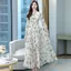 Mùa Xuân, Mùa Thu 2025 Nữ Dài Tay Váy Jacquard Voan Siêu Cổ Tích Hẹp Đi Biển Lớn Xoay Nơ Cực Dài Đầm