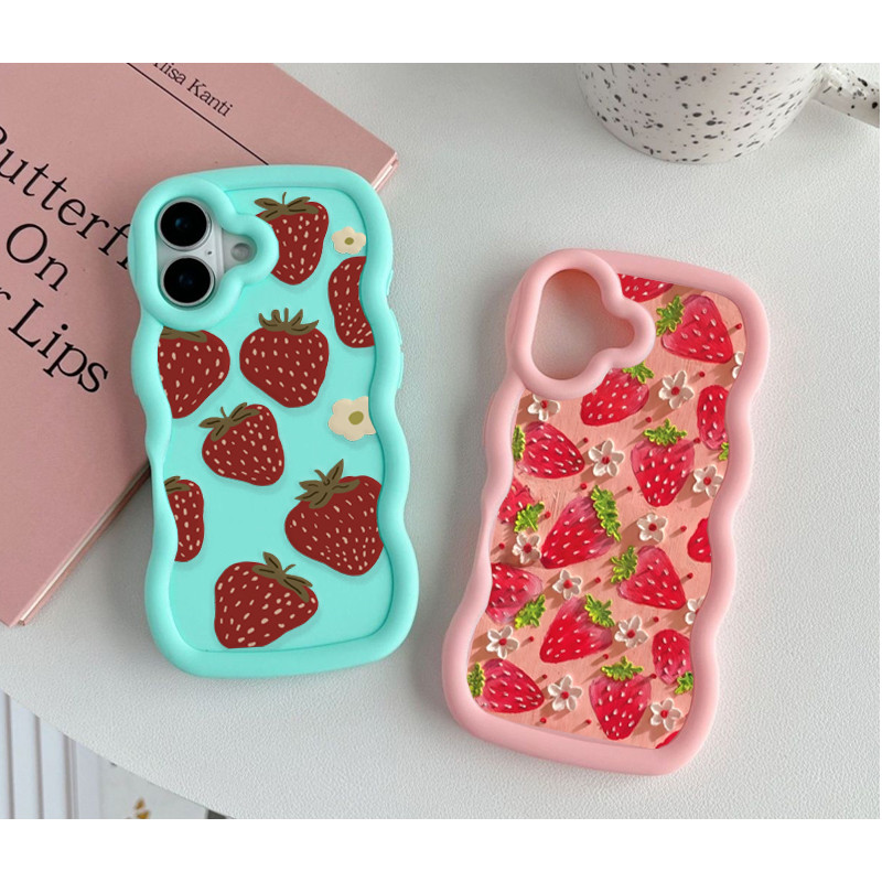 Ốp Lưng Hoa Dâu Dễ Thương Cho Redmi Note 15 4G PRO 5G 14 13 Pro 12 Plus 14S 12S 11S 11 Pro Vỏ Màu Kẹo Silicon Mềm Sóng Bên