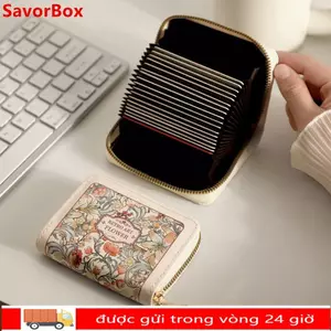 Hộp đựng thẻ tín dụng SAVORBOX, Ví nữ hoa dung tích lớn, Túi đựng thẻ quà tặng bằng da PU đa năng 9 / 18 khe cắm