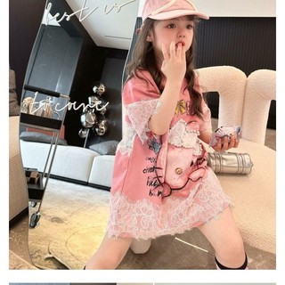 Váy Hello Kitty cho bé gái – Thiết kế ren dễ thương, form rộng thoáng mát, mặc hè