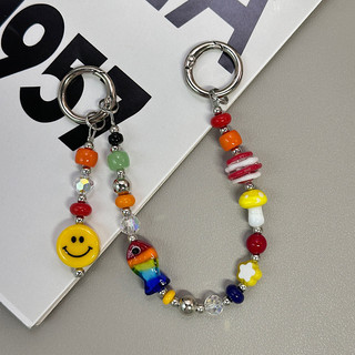Ngôi Sao Giấc Mơ Cầu Vồng Điện Thoại Di Động Dây Xích ins Phong Cách Dopamine Ngôi Sao Bướm Handmade Đính Hạt Túi Treo Dây Xích Nhiều Màu Sắc Đồ Trang Trí