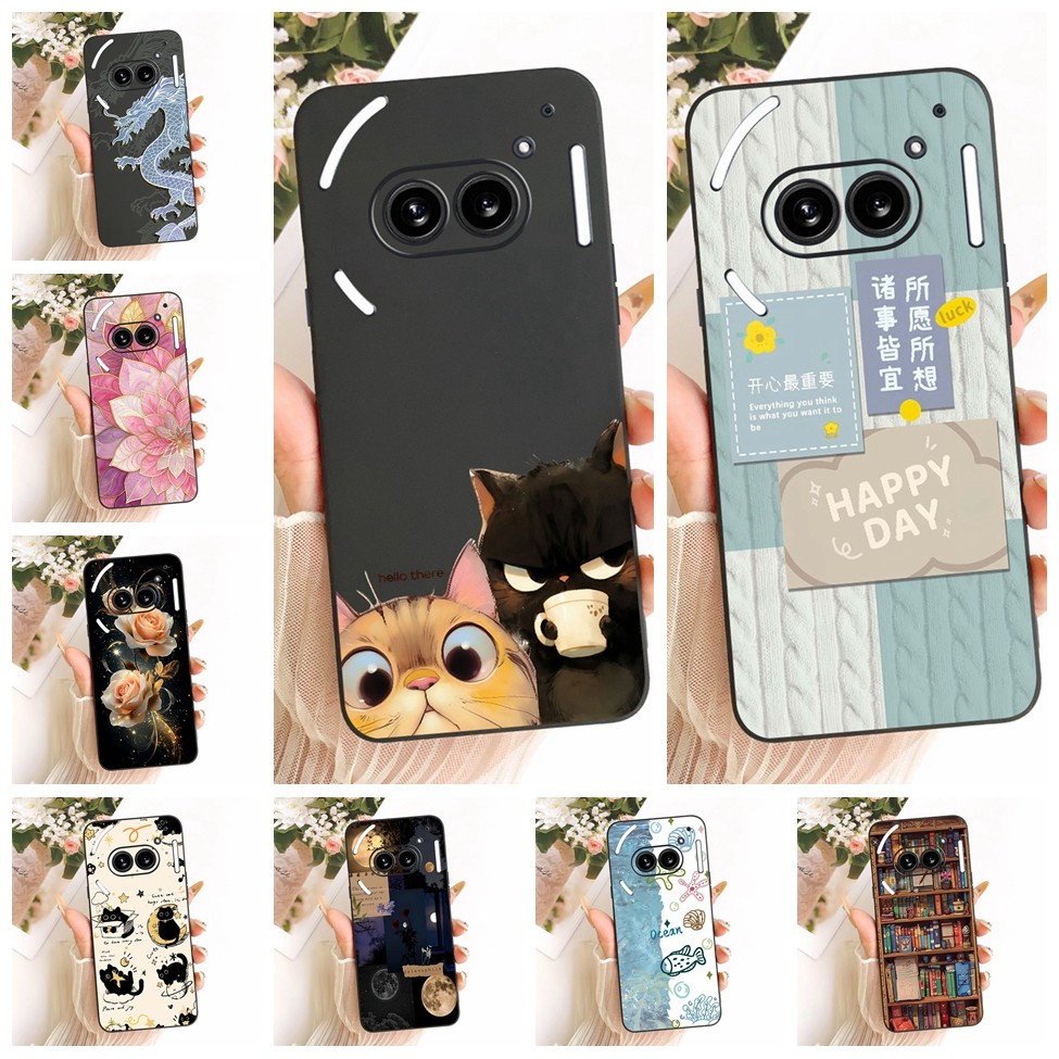 Cover Nothing Phone 2A Case A142 Silicone Mèo Dễ Thương Thời Trang Bướm Sơn Ngộ nghĩnh Vỏ Không Có Điện Thoại (2a)