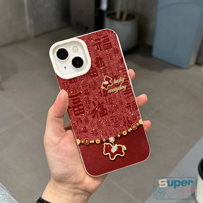 Ốp Lưng Tương Thích Cho IPhone 15 13 11 17 16 14 12 Pro Max XR Air 7Plus 15 16 8 6 7 14 6s Plus XS Max SE 2020 Thời Trang Sang Trọng Ngựa Dễ Thương Vàng Bạc Trang Sức Fortune Cover