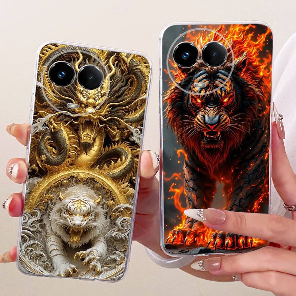 Vỏ Silicon Mềm Trong Suốt Cho Realme 11x RMX3785 Ốp Lưng Điện Thoại Realme 11 5G RMX3780 Vỏ Hoạt Hình Mèo Rồng Hoa Bướm