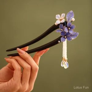 MỚI! [Vanyin] Kẹp Tóc Phong Cách Trung Hoa Handmade Với Họa Tiết Hoa Và Tua Rua