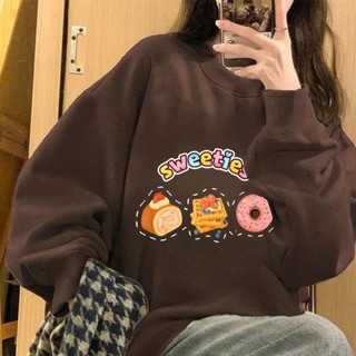 Áo nỉ 2 da form rộng, cổ tròn dành cho nam, nữ in hình bánh ngọt Sweeties oversize
