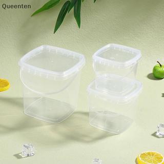Queenten 1Pc 280ML / 500ML / 1L Xô nhựa rỗng có nắp Bình PP kín khí Hộp đựng trong suốt để bảo quản thực phẩm số lượng lớn Xô đồ uống QT