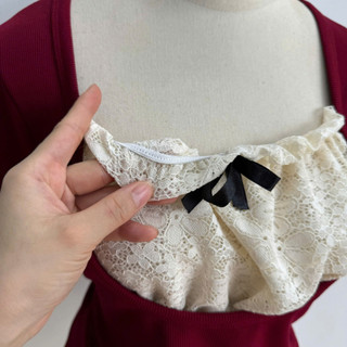 Áo Thun Kiểu Bigsize Nữ Áo Form Ôm Tat Ngắn Cổ Vuông Phối Ren Dễ Thương Cho Chubby G264