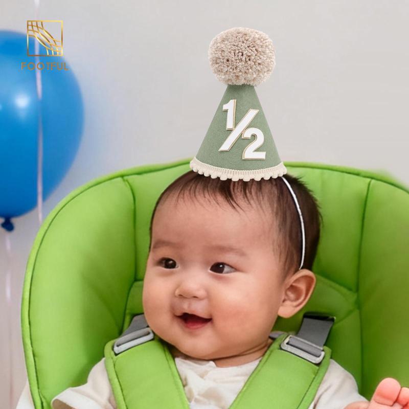 1 / 2 Mũ Sinh Nhật Cho Bé Đầu Pom Topper Bánh Đập Đồ Trang Trí Sinh Nhật Mũ Nón Cho Sổ Lưu Niệm Phòng Khách Gia Đình