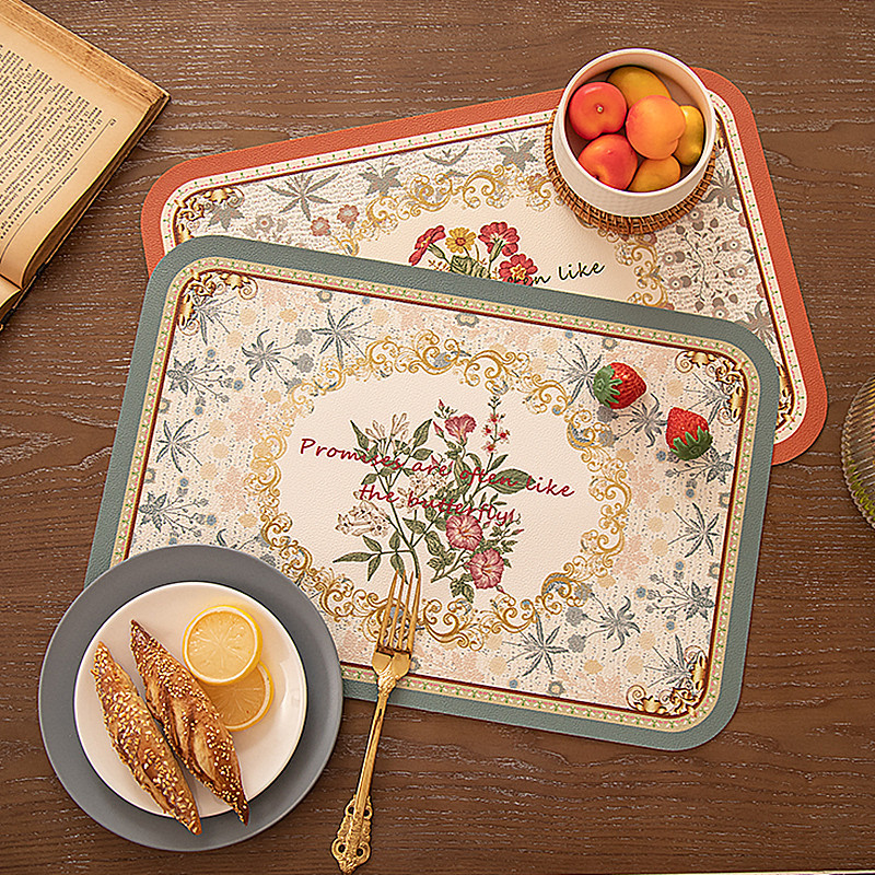 [Hàng có sẵn] Lót bàn ăn giả da PVC họa tiết hoa cúc Bắc Âu – chống nước, chịu nhiệt, chống trơn trượt, dễ lau sạch