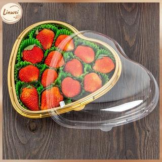 [Linwei] 10 Khay Phục Vụ Hình Trái Tim Có Nắp Trong Suốt PET Ăn Nhẹ Trái Cây Sushi Phô Mai Salad Món Tráng Miệng Hộp Đóng Gói
