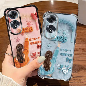 Ốp điện thoại phù hợp cho OPPO A60 4G – Chúc mừng năm mới 2026, mẫu mới chống sốc làm bằng nhựa TPU silicon mềm trong suốt.