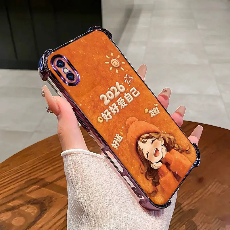 Ốp điện thoại thích hợp cho iPhone XS Max, Chúc mừng năm mới 2026, vỏ mềm trong suốt, chống sốc mới làm bằng nhựa TPU silicon.