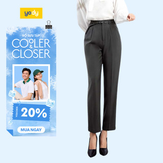 [SALE OFF] Quần Âu Nữ Yody cạp liền quần dài dáng baggy sang trọng thoải mái mềm mại QAN6226