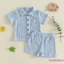 Bộ trang phục mùa hè cho bé trai Áo thun tay ngắn có họa tiết nút + Bộ quần Short co giãn