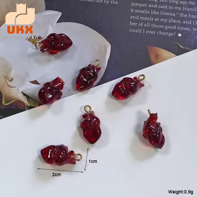 Bộ 10 Chiếc Trang Sức Halloween: Bông Tai, Mặt Dây Chuyền và Vòng Tay Hình Trái Tim Đỏ Plastик