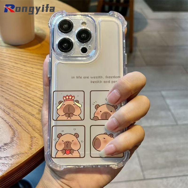 Ốp Điện Thoại Capybara Dễ Thương Cho Realme C85 Pro C75 C73 C71 C67 C65 C63 C61 C55 C53 C51 C35 C33 C33S C31 C30 C30A C30S C25 C25S C25Y C21 Vỏ Mềm Trong Suốt Bốn Góc