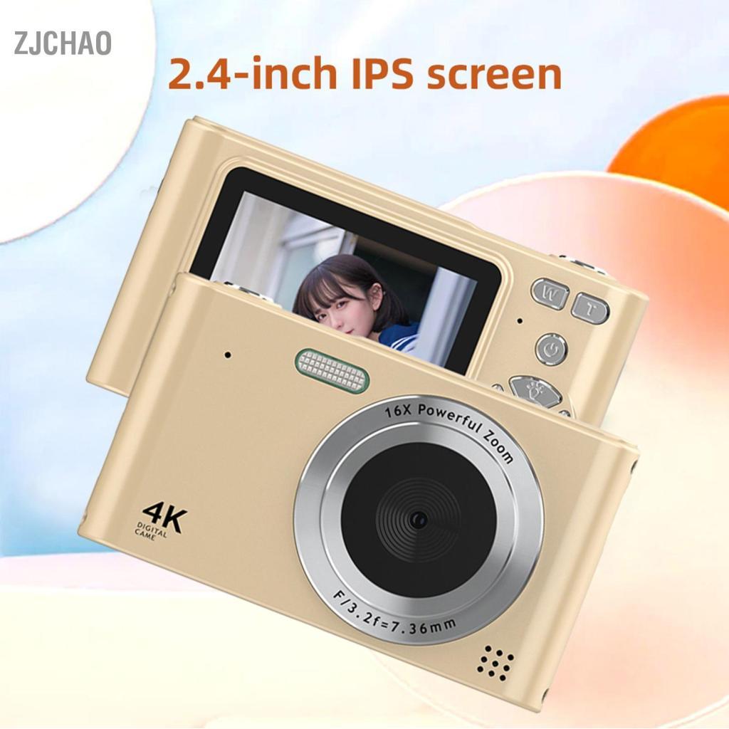 zjchao Máy ảnh kỹ thuật số 4K Máy quay video 48MP Màn hình 2,4 inch Zoom 16X Chống rung Nhận diện khuôn mặt Hiệu ứng làm đẹp Chuyển động Pin flash tích hợp