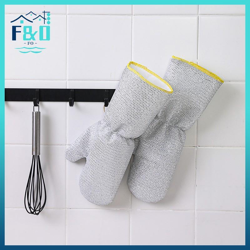 [F & O] 1 / 2 Cái Găng Tay Vệ Sinh Công Việc Nhà Dây Thép Bóng Món Ăn Găng Tay Giặt Nhà Bếp Bàn Chải Chống Thấm Nước Bát Dầu Dụng Cụ Vệ Sinh Hiện Vật {vn}