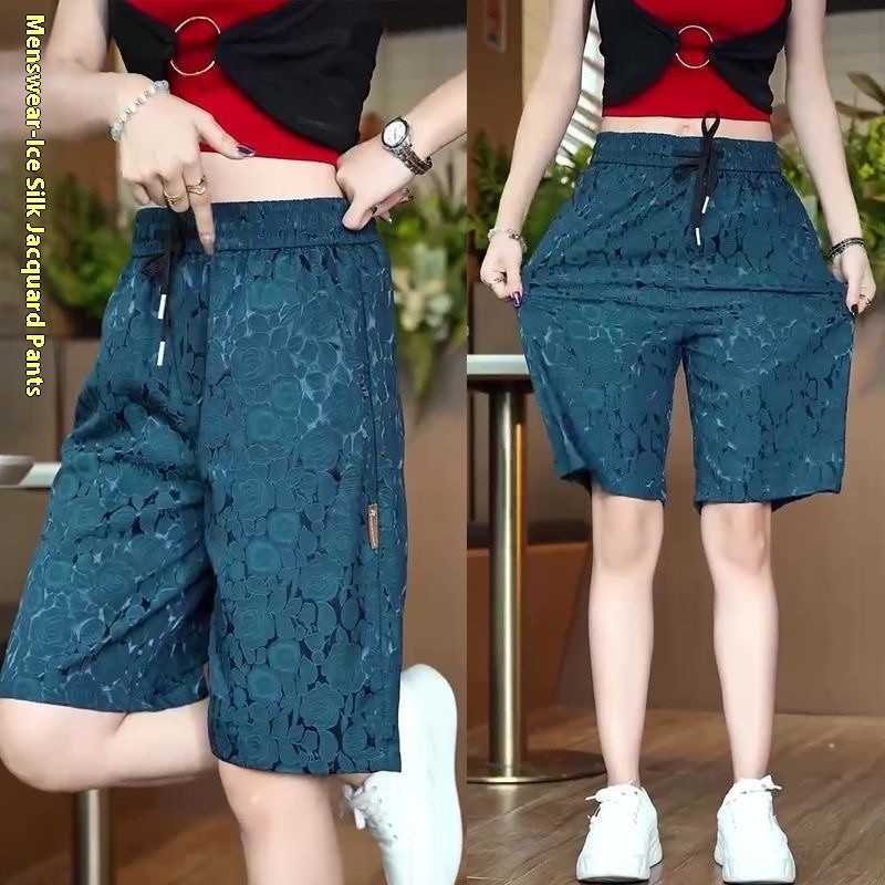 Quần short nam mùa hè từ lụa Jacquard, thiết kế Slim Fit thoáng khí
