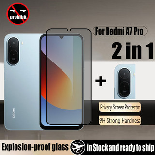Redmi A7 Pro Kính cường lực chống gián điệp 2 trong 1 Bảo vệ màn hình riêng tư cho Xiaomi Redmi A5 A3x A3 A4 4G 5G có màng ống kính máy ảnh