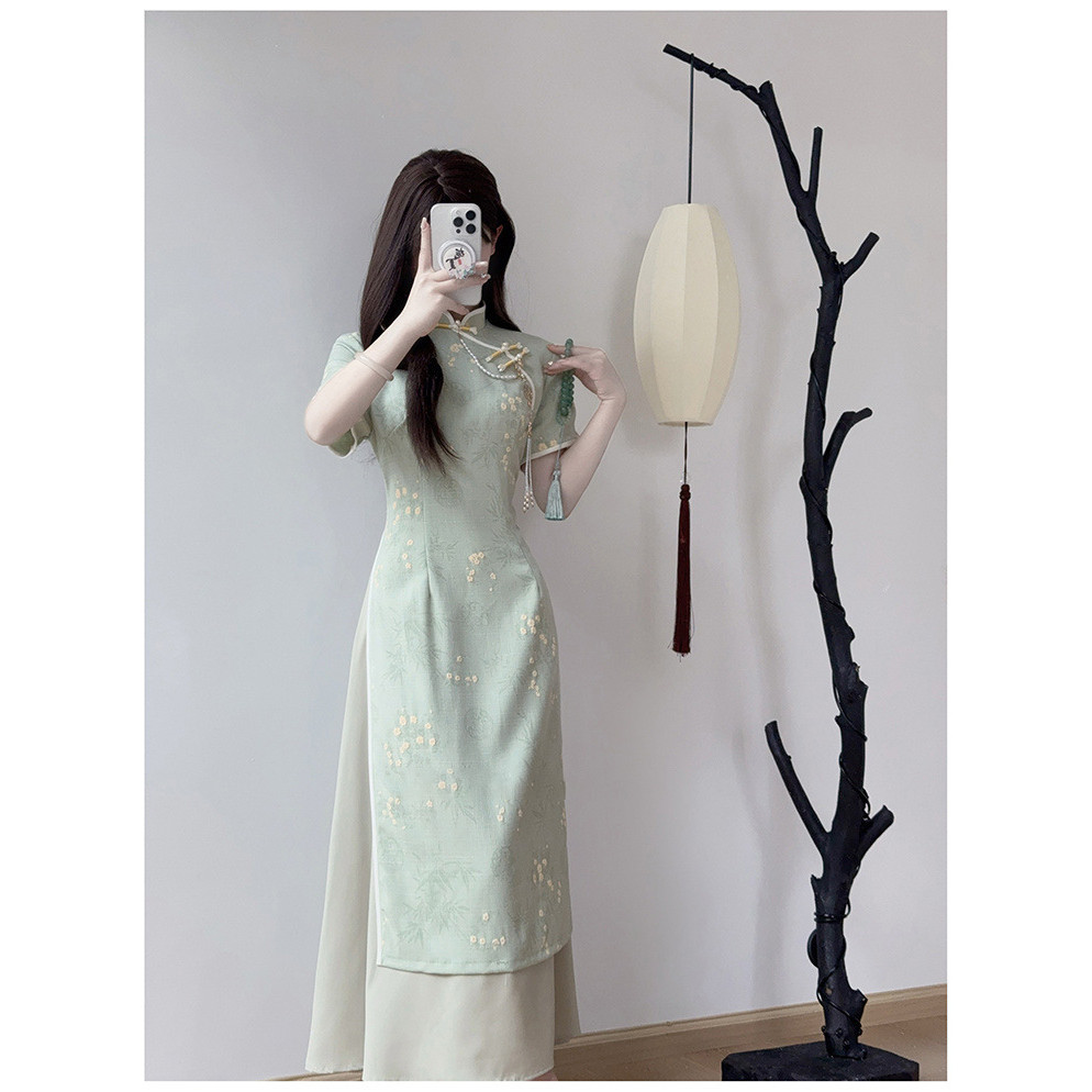 Đầm sườn xám nữ, mẫu mới mùa hè, phong cách Trung Hoa hiện đại, trang phục trẻ trung và thanh lịch