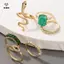 Nhẫn rắn kim cương giả xanh, bộ 6 cái, pha lê vintage sang trọng cho nữ trang sức