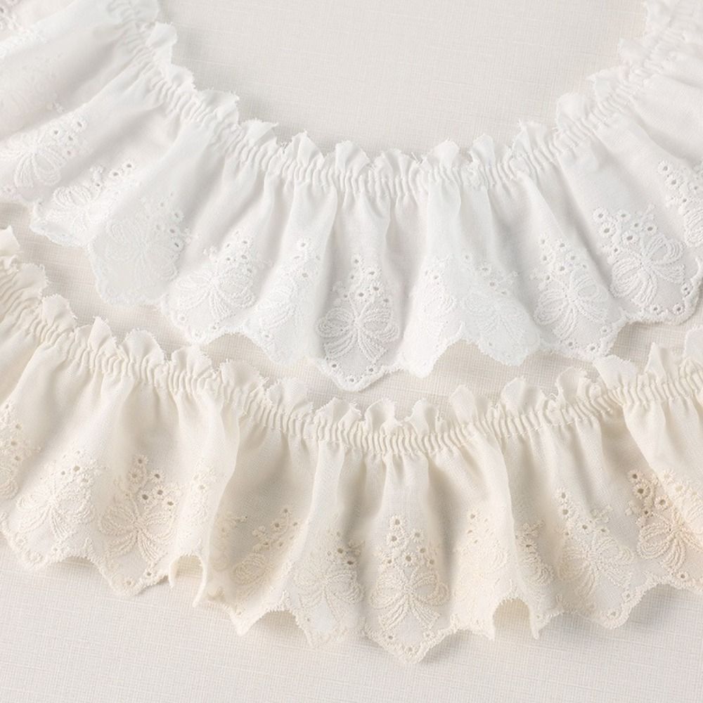 ODAKA Ruffle Ren Viền, Vải Ren 7cm Chiều Rộng Trắng, DIY Craft Ribbon Cotton Ruffle Thiết Kế Vải Viền