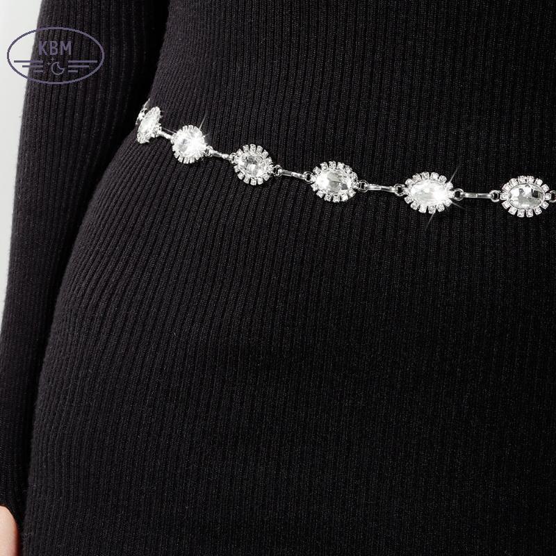 Đai thắt lưng kim cương giả và pha lê lấp lánh, dễ dàng điều chỉnh size - Phụ kiện thời trang cao cấp