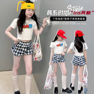 Áo thun ngắn bé gái mùa hè 2026 Phong cách mới in chữ cho trẻ em