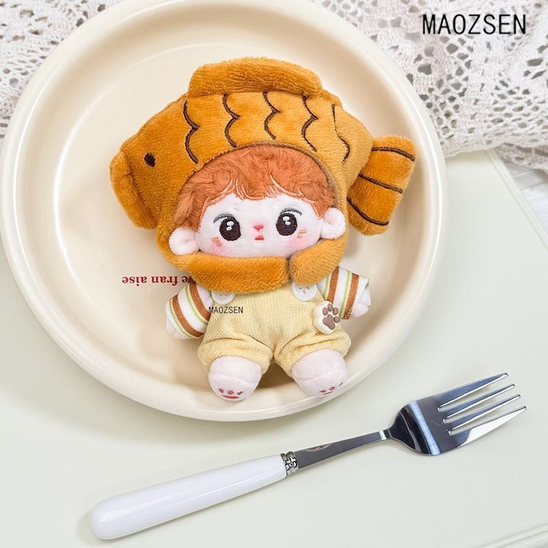 10cm Quần Áo Cho Bé Búp Bê Cotton Mũ Dễ Thương Mũ Đội Đầu Sọc Quần Áo Bộ Đồ Chơi Sang Trọng Búp Bê Quần Áo