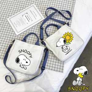 Túi vải Snoopy Túi đeo vai học sinh Túi đeo vai có thể tháo rời Dây đeo vai Túi Tote