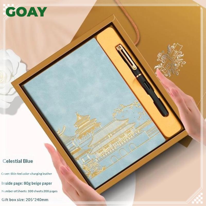 GOAY Bộ Hộp Quà Tặng Sổ Tay National Tide A5 Giá Trị Cao 2026 Gửi Học Sinh Quà Lưu Niệm Phong Cách Quốc Gia Da Mềm VN
