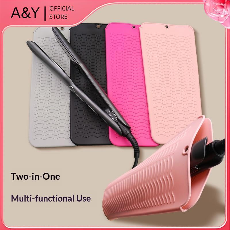 A & Y 1 Cái Silicon Chịu Nhiệt Miếng Lót Túi Bảo Quản Thảm Cách Nhiệt Cho Máy Kéo Tóc Uốn Nhiệt Sti Curler Cover.