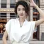 Áo sơ mi nữ cổ chữ V kiểu Pháp, phong cách mới mùa hè, dáng ôm thời trang, màu trắng