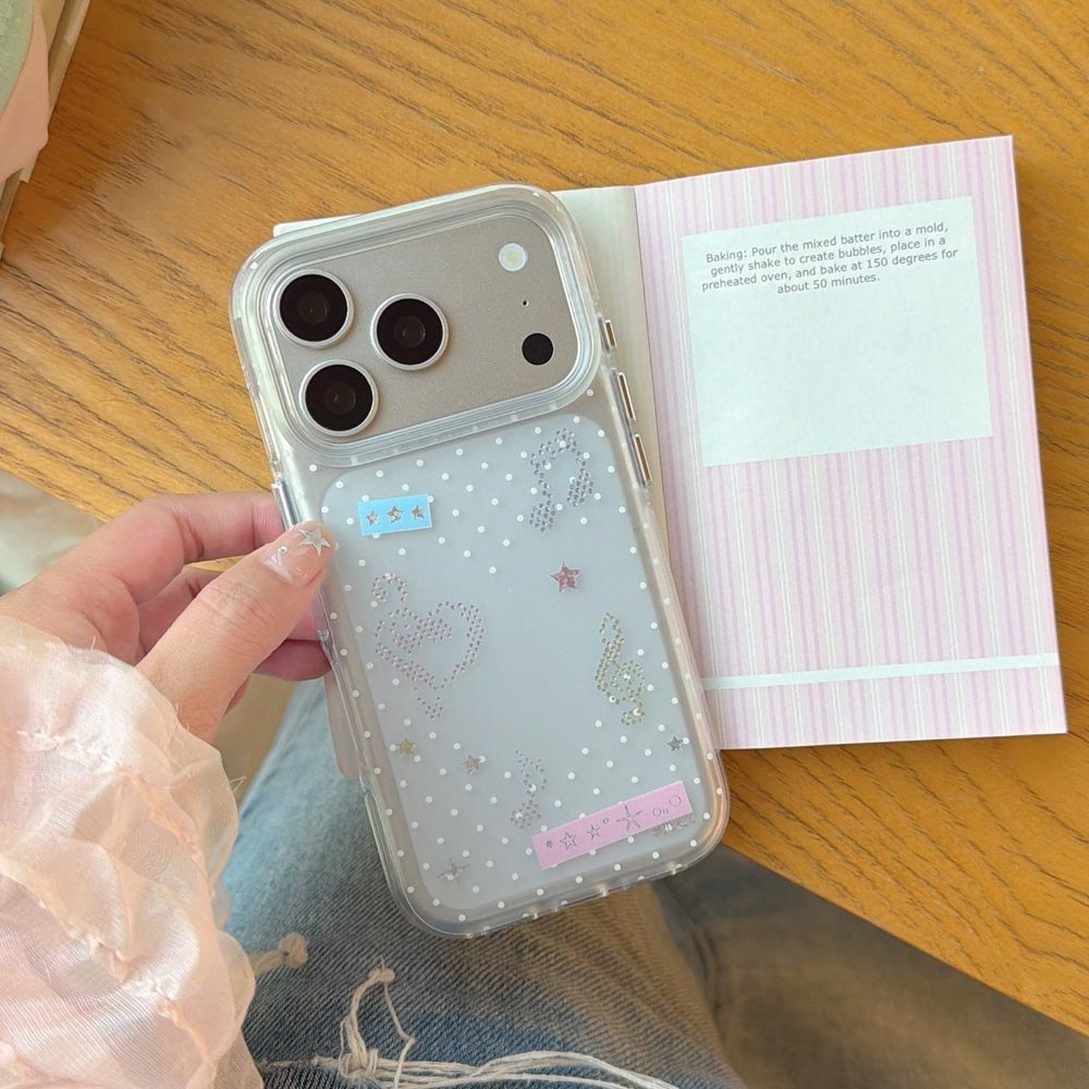 Ốp Lưng Cứng Trong Suốt Tương Thích Với iPhone 13 14 14Pro 14ProMax 15 15Pro 15ProMax 16 16Pro 16ProMax 17 17Pro 17ProMax Ốp Họa Tiết Trái Tim Ngôi Sao