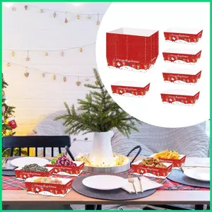 Giấy Giáng Sinh Khay Đựng Thực Phẩm Giấy Giáng Sinh Khay Ăn Nhẹ Kẹo Phục Vụ Món Ăn Cho BBQ Nacho Nhà Bếp Bắp Rang jiwvn
