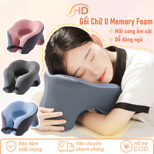 Gối Chữ U Memory Foam – Bảo Vệ Cổ, Dùng Văn Phòng & Du Lịch, Có Thể Gập Gọn