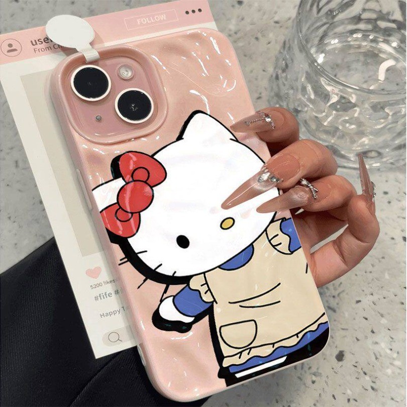 Gấp Vintage Hoạt Hình Thời Trang Anime Cat Họa Tiết Sóng Mềm Ốp Lưng Điện Thoại iPhone 17 16 15 14 13 12 11 Pro Max 14 15 16 Plus iPhone AIR Vỏ Chống Sốc