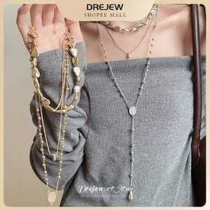 DREJEW Vòng cổ nhiều lớp kiểu lariat kim loại Phong cách tối giản phù hợp mặc hàng ngày đi làm