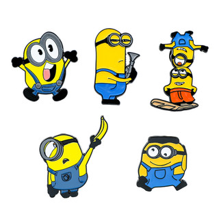 5 Cái / bộ Despicable Me Minions Huy Hiệu Kim Loại Hợp Kim Thổ Cẩm Phụ Kiện Pin