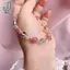 Vòng tay pha lê hình dâu tây màu hồng, ánh sáng sang trọng, dây đàn hồi - Phụ kiện hoàn hảo cho buổi tiệc