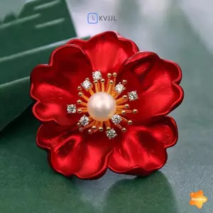 Trâm cài hoa đỏ thời trang, phụ kiện dành cho nữ