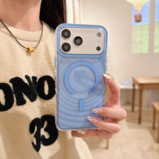 Sạc Không Dây Trong Suốt Nước Cam Ripple Silicon Ốp Lưng Điện Thoại iPhone 17Promax 17pro 14 15 16 Pro Max 13 Chống Sốc Nam Nữ Vỏ Di Động